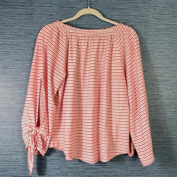 Lauren Ralph Lauren | Red White Striped Top Large - Picture 7 of 7